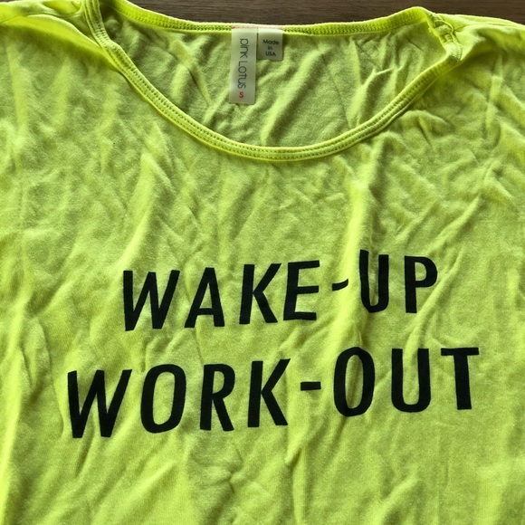 PINK LOTUS YELLOW “WAKE-UP WORK-OUT” SLEEVELESS MUSCLE SHIRT - Picture 3 of 8
